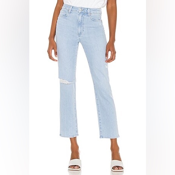 PAIGE Denim - Paige Denim Noella High Rise Slim Straight Leg Broadway Destructed 28 Light Wash